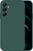 A dark green phone case is shown from the side, with the phone's camera array visible. Produktbild-Vorschau