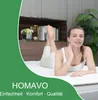 A woman is lying on a mattress in a bedroom setting, with text overlays promoting the product. Anteprima dell’immagine prodotto