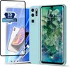 A light blue phone case and a screen protector are displayed against a white background. Produktbild-Vorschau