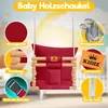A baby swing with various features highlighted by text overlays and close-up images. Produktbild-Vorschau