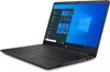 A black HP laptop is shown from a diagonal angle against a white background. Produktbild-Vorschau