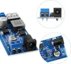 A collage of close-up images showing a blue circuit board with electronic components, including USB ports, capacitors, inductors, and connectors. Produktbild-Vorschau