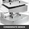 A collage showing two close-up views of a stainless steel commercial deep fryer, with text overlay. Produktbild-Vorschau