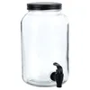 A clear studio shot of a glass beverage dispenser with a black lid and a black spigot. Produktbild-Vorschau