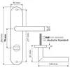 Technical drawing with dimensions of a door handle set. Produktbild-Vorschau
