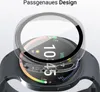 A close-up of a smartwatch with a transparent protective case placed over it, showing the watch face with time and weather information. Produktbild-Vorschau
