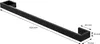 A 3D rendering of a black steel towel bar with dimensions indicated. Produktbild-Vorschau