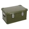 A green storage box with silver latches and handles, shown against a white background. Podgląd zdjęcia produktu