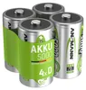 Four D-size rechargeable batteries in a green plastic holder. Produktbild-Vorschau