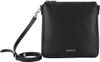 A black leather shoulder bag with a strap is shown against a white background. Produktbild-Vorschau