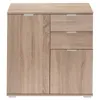 A light wood-colored cabinet with two doors and three drawers, shown against a white background. Produktbild-Vorschau