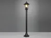 A black outdoor lamp post with a glass lantern is shown against a plain gray background. Produktbild-Vorschau