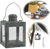 LS-LebenStil Vintage Laterne Windlicht 15cm Metall Grau Produktbild-Vorschau 1