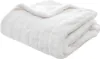 A folded white faux fur blanket. Podgląd zdjęcia produktu