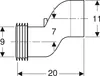 A technical drawing with dimensions of a plumbing fitting. Produktbild-Vorschau