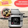 A raclette grill with food in small pans, presented with marketing text overlays. Anteprima dell’immagine prodotto