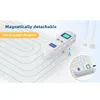 A device and charging cables are shown on a white mat with a blue background. Produktbild-Vorschau