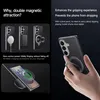 A collage of images showcasing a phone case with magnetic accessories and a hand holding a phone with a ring holder. Anteprima dell’immagine prodotto