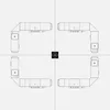Four identical top-down views of a gas grill with an outdoor kitchen setup, arranged in a grid. Produktbild-Vorschau
