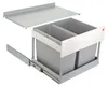 A pull-out kitchen bin system with two compartments, shown extended from its housing. Produktbild-Vorschau