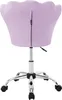 A rear view of a purple office chair with a shell-shaped backrest and a chrome base with wheels. Produktbild-Vorschau