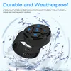 A black remote control with buttons, attached to a black strap, is shown with water splashes around it, suggesting it is waterproof. Náhled obrázku produktu