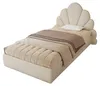 Lit matelassé 90x200 cm, tissu velours beige, structure de Voir les images du produit 12