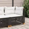 Garten-Ecksofa mit Kissen Schwarz Poly Rattan Produktbild-Vorschau 2