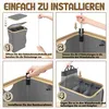 A collage of four images showing the step-by-step assembly of a laundry basket. Voir les images du produit