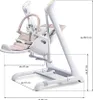 A baby swing and high chair combination with dimensions indicated. Produktbild-Vorschau