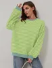 ASKSA Damen Sweatshirt Oversized Gestreift Farbblock Produktbild-Vorschau 5