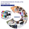 Collage of ink cartridges and people in various settings like home, school, and office. Produktbild-Vorschau