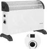 A white electric heater with black accents and feet, shown from a front-diagonal angle. Produktbild-Vorschau