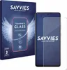 A product shot showing the packaging for a screen protector and the screen protector itself placed on a phone. Produktbild-Vorschau
