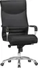 A black office chair with a silver base and wheels, shown from the front on a white background. Produktbild-Vorschau