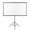 A white projection screen on a black tripod stand, isolated on a white background. Produktbild-Vorschau