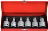 A set of six hexagonal bit sockets in a red metal case. Podgląd zdjęcia produktu