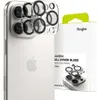 A product shot of a phone camera lens protector next to its packaging. Produktbild-Vorschau