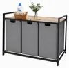 Relaxdays wasverzamelaar met 3 waszakken, 150 liter, houten Productafbeelding-voorbeeld 1