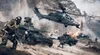 A chaotic battlefield scene with soldiers, tanks, and a helicopter. Produktbild-Vorschau