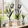2er Set Metall Blume Tulpe Schwarz Beton Grau Draht Deko Produktbild-Vorschau 4