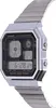 A close-up, studio shot of a silver Casio digital watch against a white background. Voir les images du produit