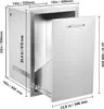 A stainless steel outdoor kitchen storage drawer with dimensions indicated. Produktbild-Vorschau