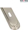 A close-up shot of a silver door handle escutcheon plate with a keyhole. Produktbild-Vorschau