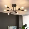 ZMH Stropní světlo černé 6 plamenů Stropní lampa Vintage Náhled obrázku produktu 1