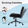 A collage showing the rocking and tilting tension adjustment features of a black office chair. Voir les images du produit