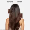 A split image showing a woman's hair before and after using a hair product. Close-up insets highlight the texture of the hair in both states. Podgląd zdjęcia produktu