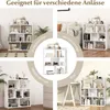 A collage of images showing a white bookshelf in different room settings, including a bedroom, living room, and office. Podgląd zdjęcia produktu