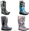 A collage of four pairs of patterned rain boots. Produktbild-Vorschau