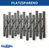 A modern black metal wall coat rack with multiple hooks, mounted on a white wall. Produktbild-Vorschau